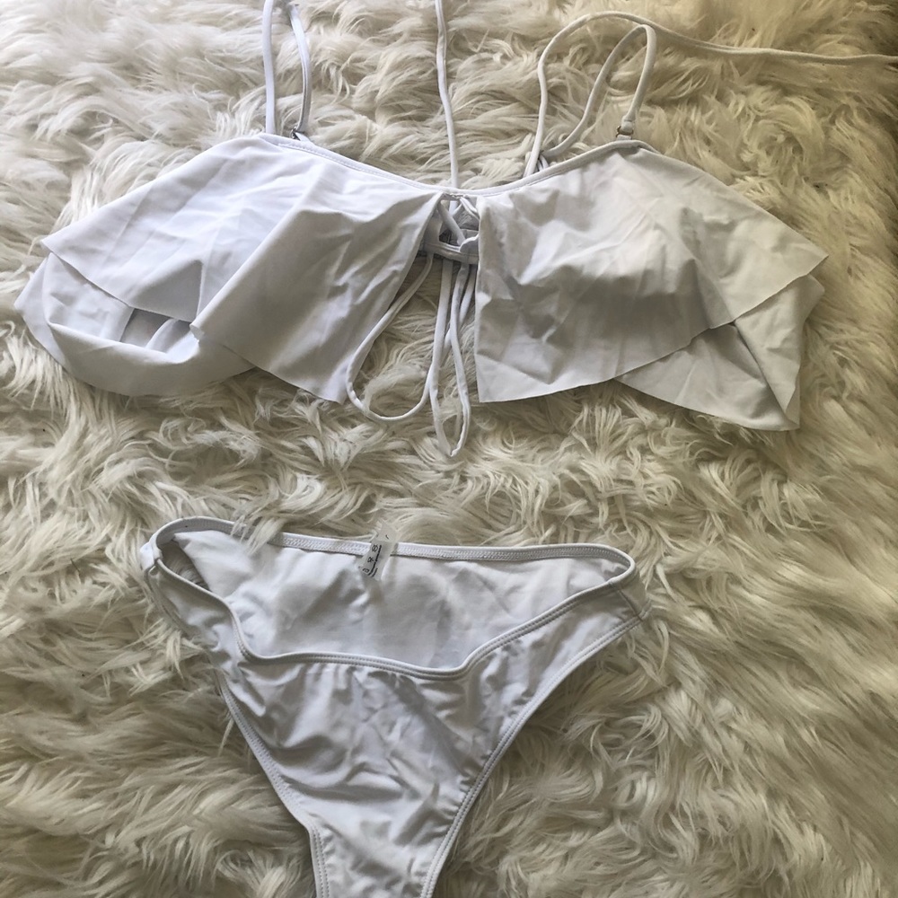 Two piece white bikini